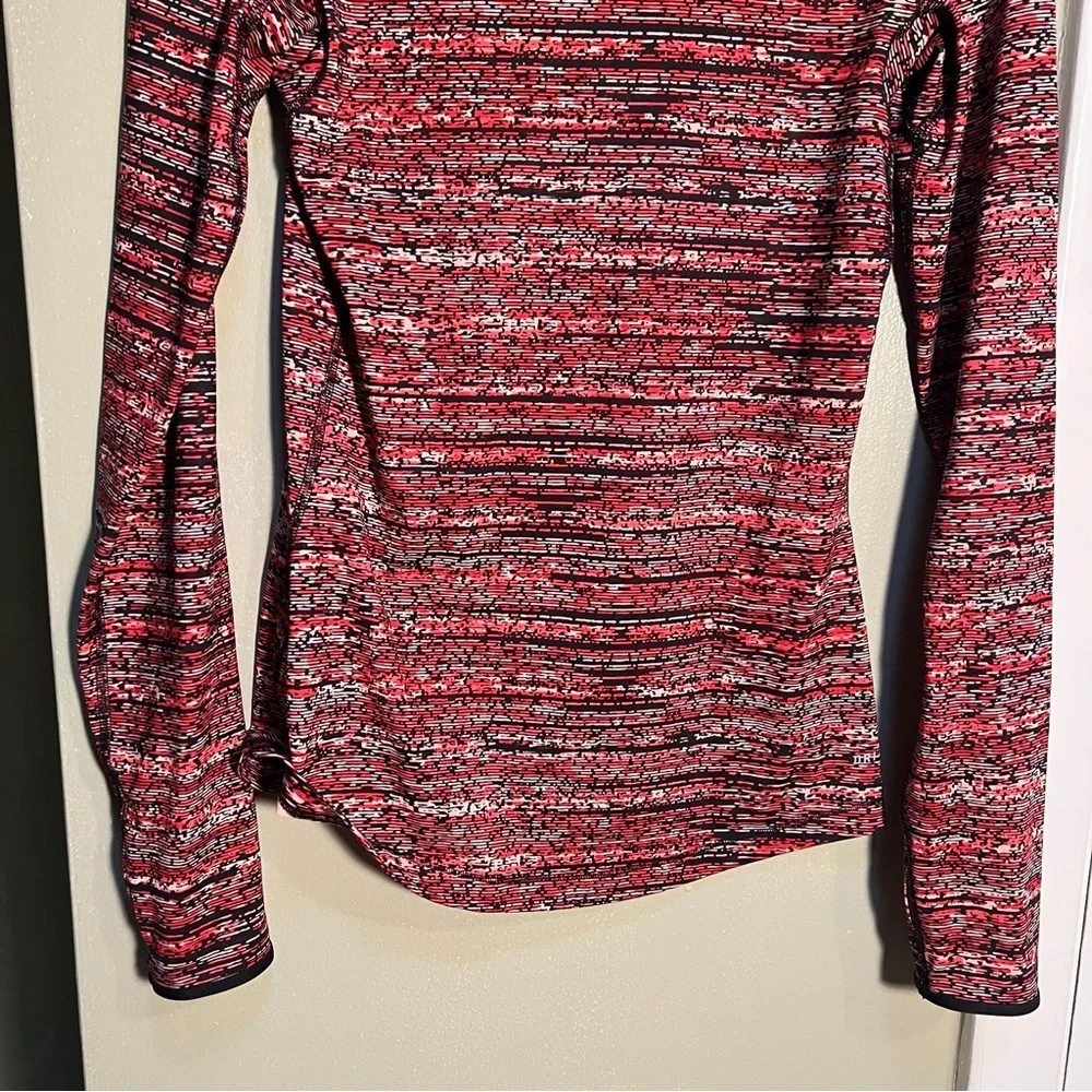 Nike Pro Women's Sz Small Half Zip Sweatshirt Red Black Pink Geometric Hyperwarm